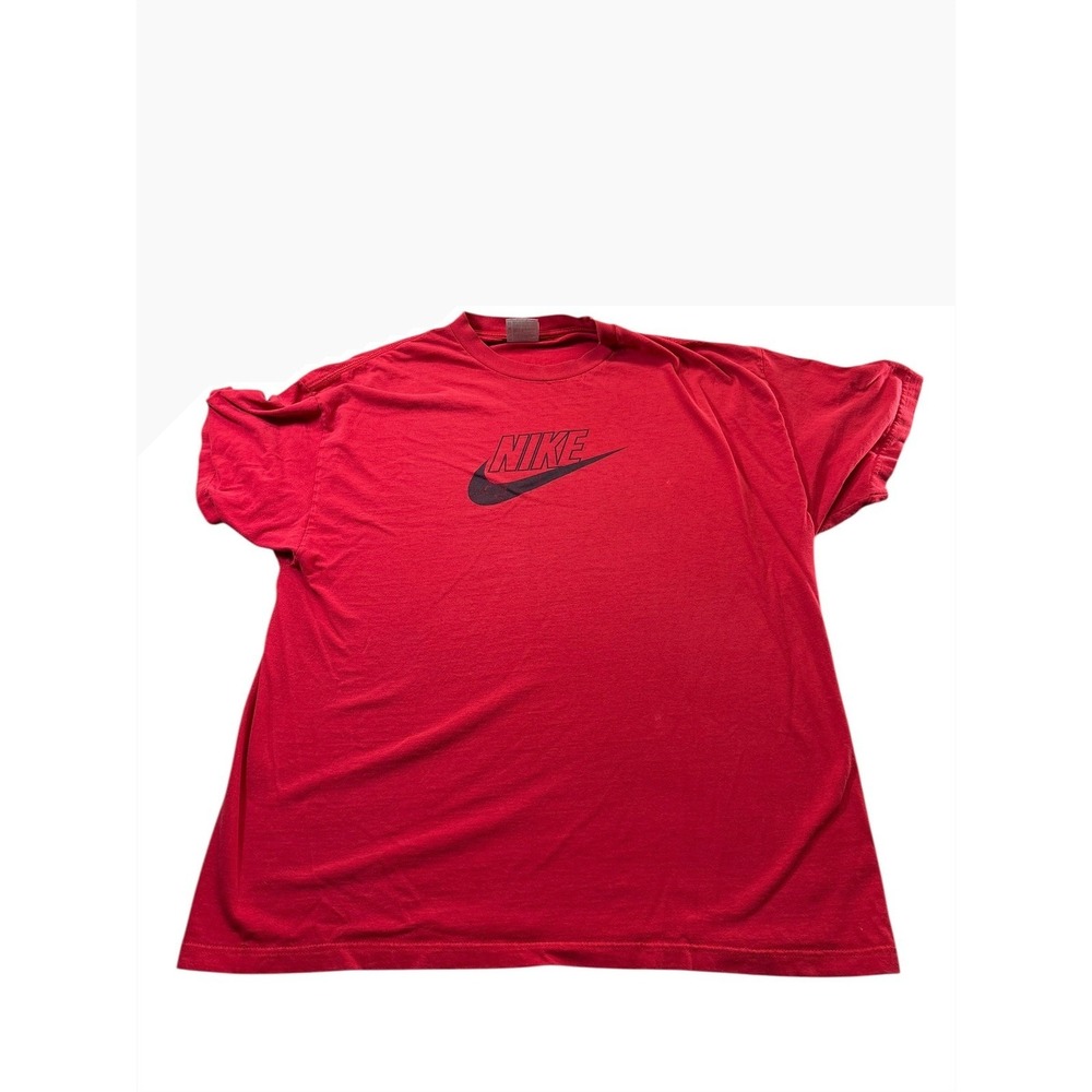 Vintage Y2K Nike Center‎ Swoosh Logo Red Tee Shirt Mens XXL Made Mexico 90s